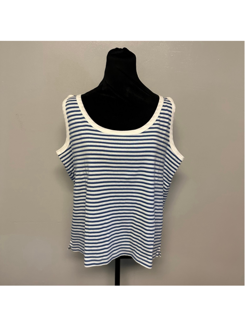 Eddie Bauer Striped Tank Top Women’s Size XL Blue White 100% Cotton